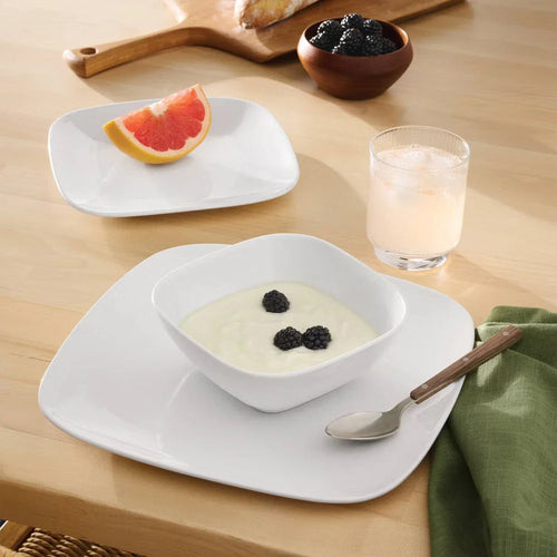 12pc New Poreclain Square Coupe Dinnerware Set