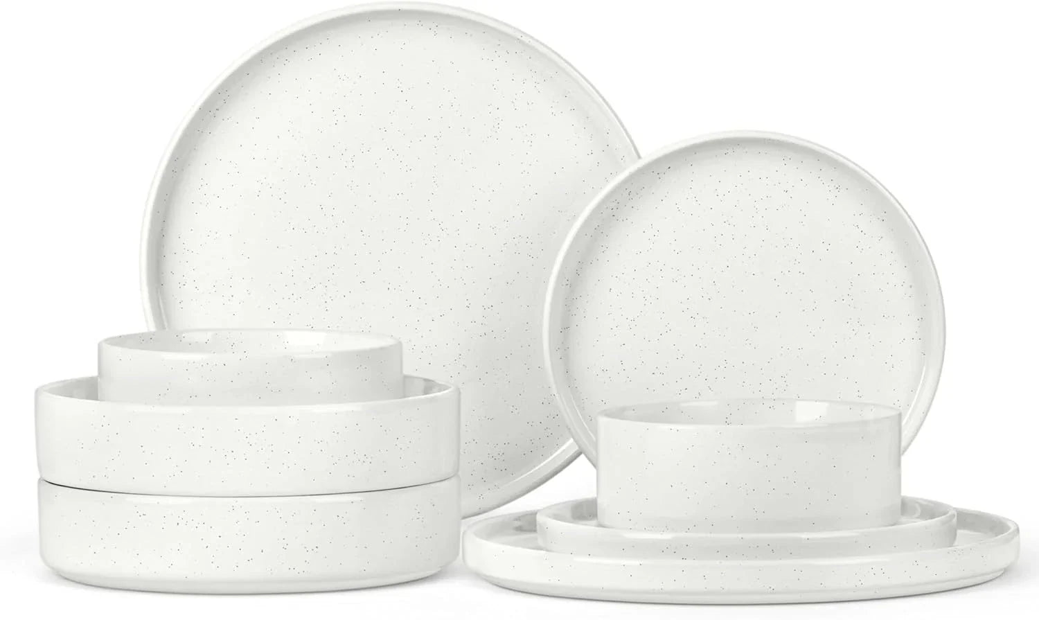 8 Piece Dinnerware Sets with Pasta Bowls for 2, Dinner Salad Plates and Cereal S  Smart Need (7713)