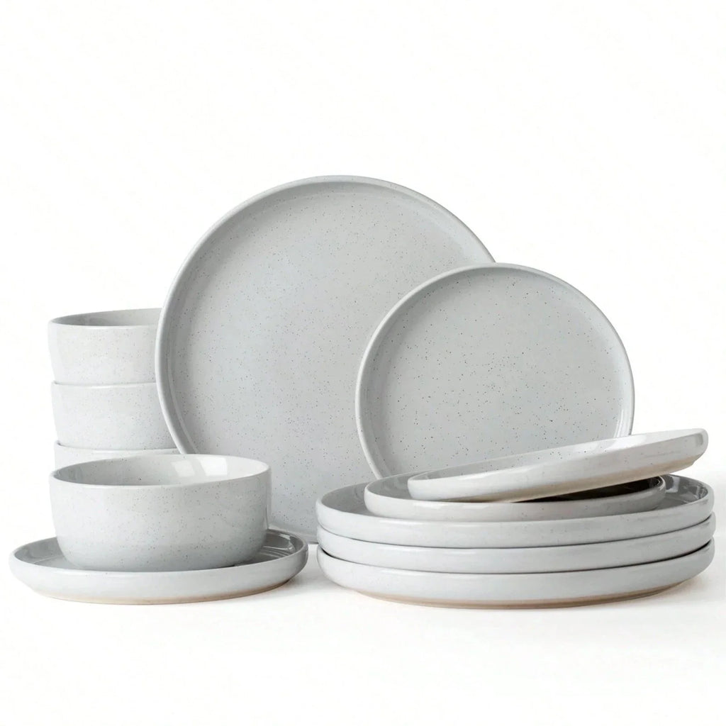 12pc Dinnerware Set Plates and Bowls Set for 4 Kitchen Dishes