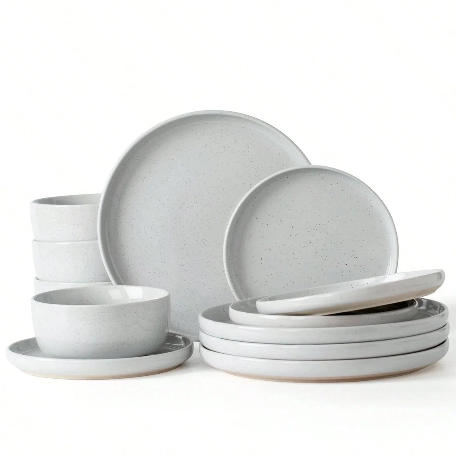 12pc Dinnerware Set Plates and Bowls Set for 4 Kitchen Dishes