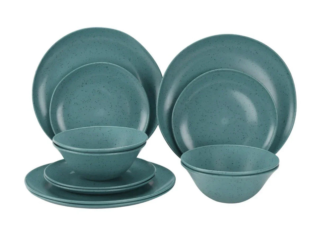 12-Piece Eco-Friendly Dinnerware Set, Aqua, Service For 4
