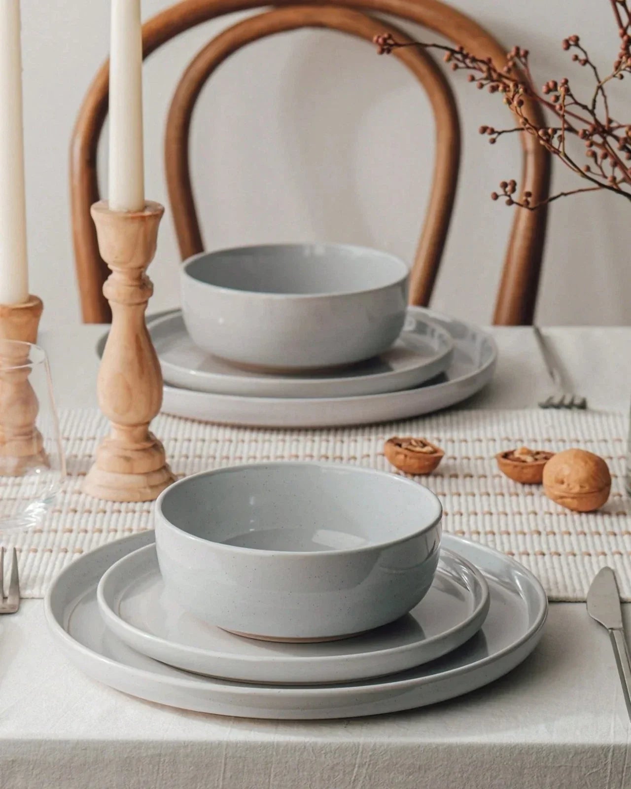 12pc Dinnerware Set Plates and Bowls Set for 4 Kitchen Dishes
