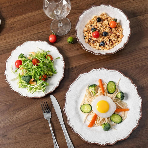 12-Piece Farmhouse Melamine Dinnerware Set for 4, Dishwasher Safe